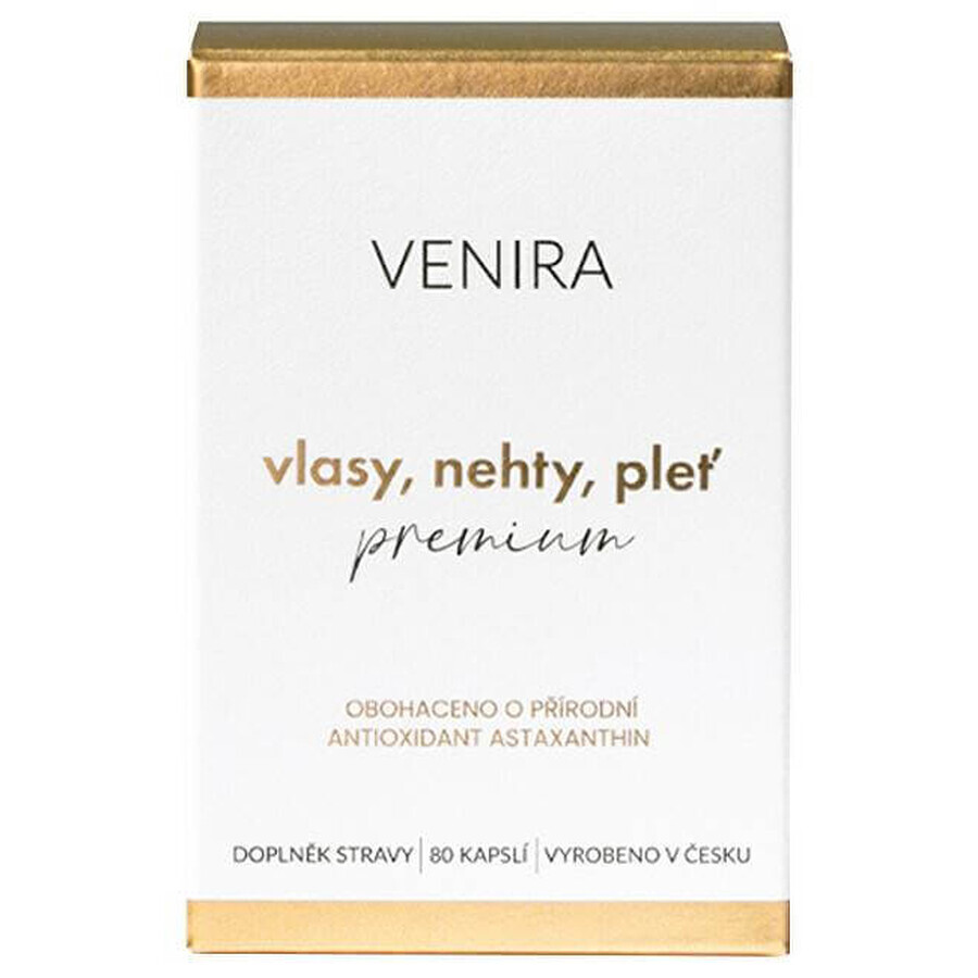 VENIRA PREMIUM capsules voor haar, nagels en huid, kuur van 40 dagen 1×80 cps, voedingssupplement