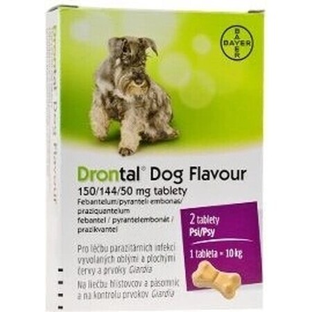 Drontal Dog Flavour 150/144/50 mg tablets 1×2 tbl, veterinary preparation