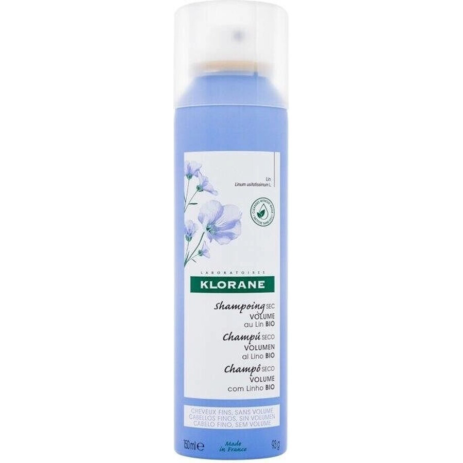 KLORANE Organic Flax Dry Shampoo for Volume 1×150ml, shampoo for fine hair without volume