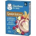 Papilla Gerber Natural Milk Trigo-Avena 1×220 g, frambuesa y plátano (a partir de 6 meses)