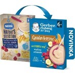 Papilla Gerber Natural Milk Trigo-Avena 1×220 g, frambuesa y plátano (a partir de 6 meses)