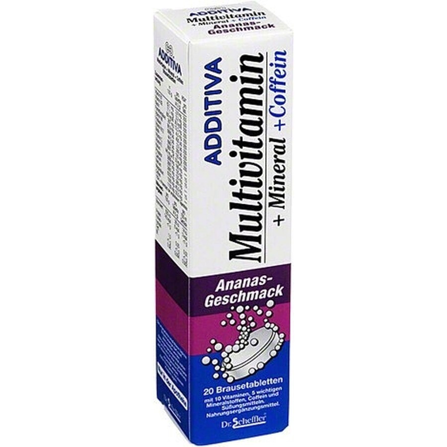 ADDITIEVE MULTIVITAMINE + Mineraal, Cafeïne, Ananas 1×20 tbl, bruistabletten