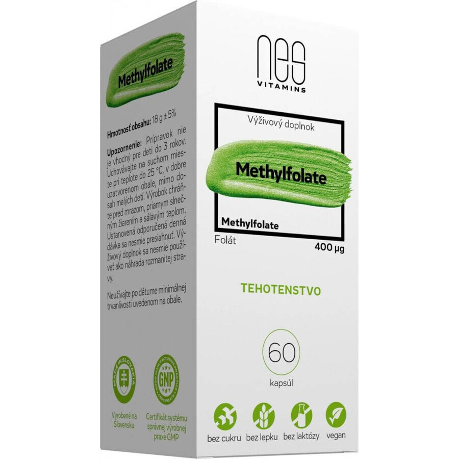 nesVITAMINS Methylfolaat 400 µg 1×60 cps, voedingssupplement