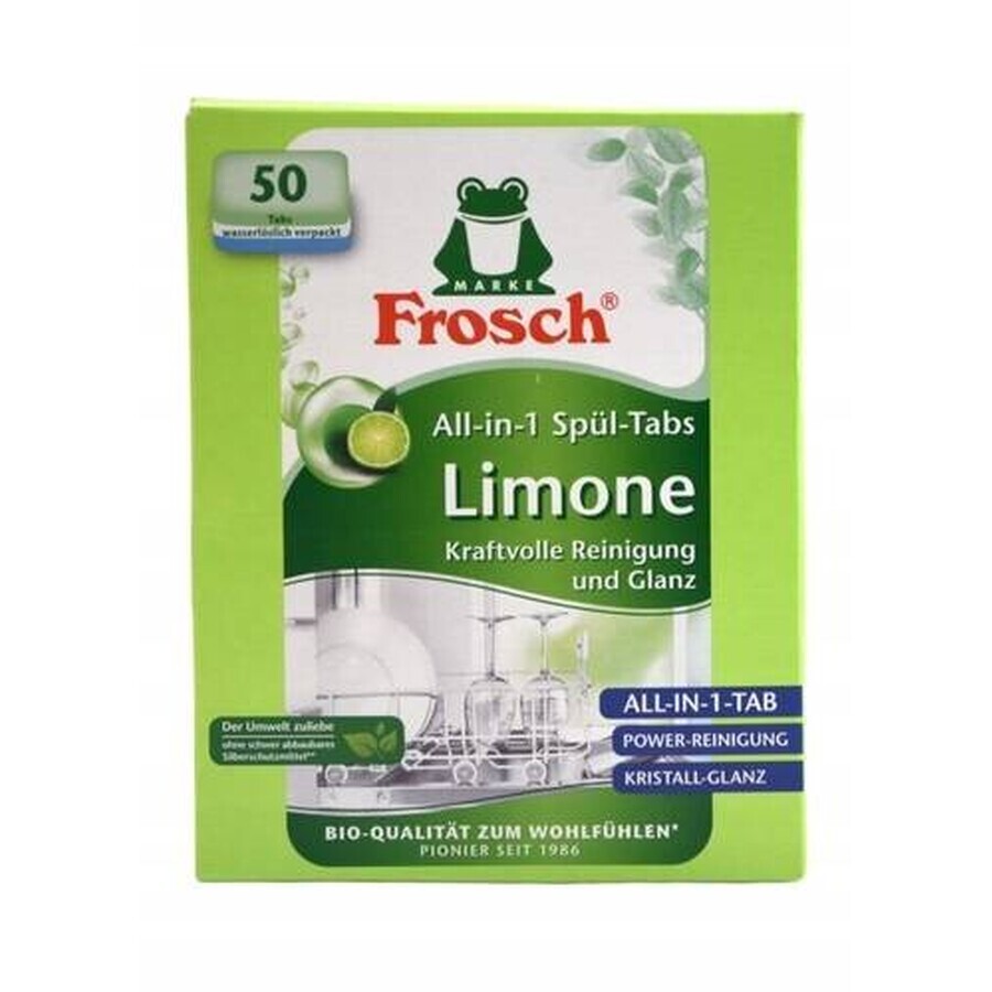 Frosch ECO Pastillas para lavavajillas todo en 1 Limón 1×50 uds, pastillas para lavavajillas