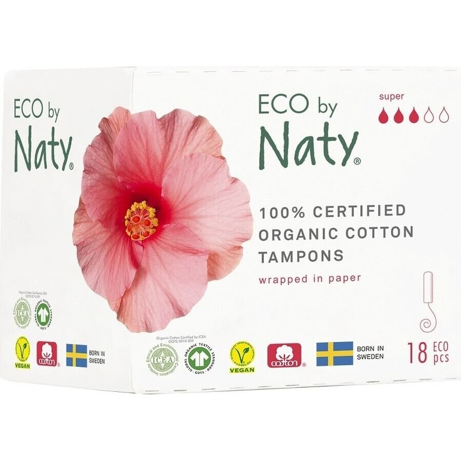 ECO BY NATY Tampons voor vrouwen (18 stuks) - super 1×18 stuks