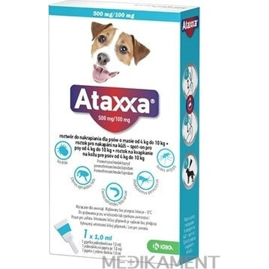 Ataxxa 500 mg/100 mg (Hunde von 4 kg bis 10 kg) 1×1 ml, Lösung für Hunde