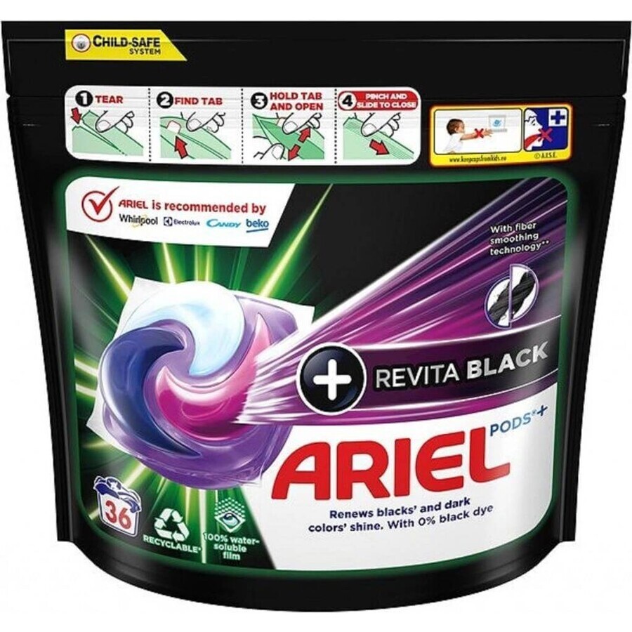 Ariel All-in-1 PODS Revita Revita All-in-1 PODS Revita Black, Wash gel capsules, 36 washes 1×36pcs, Wash gel capsules