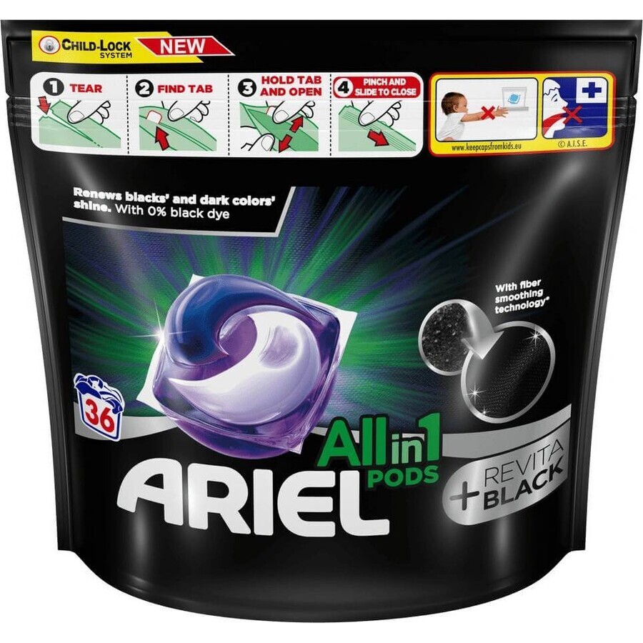 Ariel All-in-1 PODS Revita Revita All-in-1 PODS Revita Black, Wash gel capsules, 36 washes 1×36pcs, Wash gel capsules