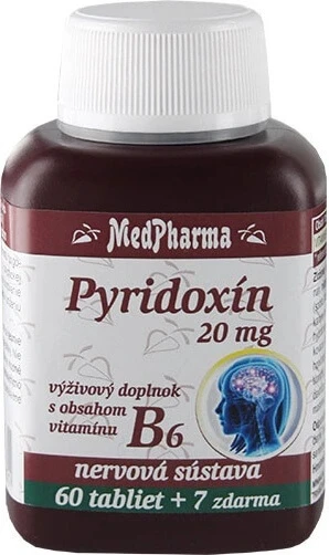 MedPharma PYRIDOXIN 20 mg (vitamine B6) 1×67 tbl, 60+7 gratis
