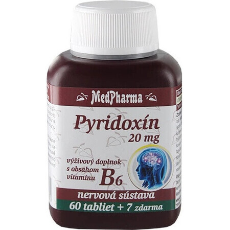 MedPharma PYRIDOXIN 20 mg (vitamine B6) 1×67 tbl, 60+7 gratis