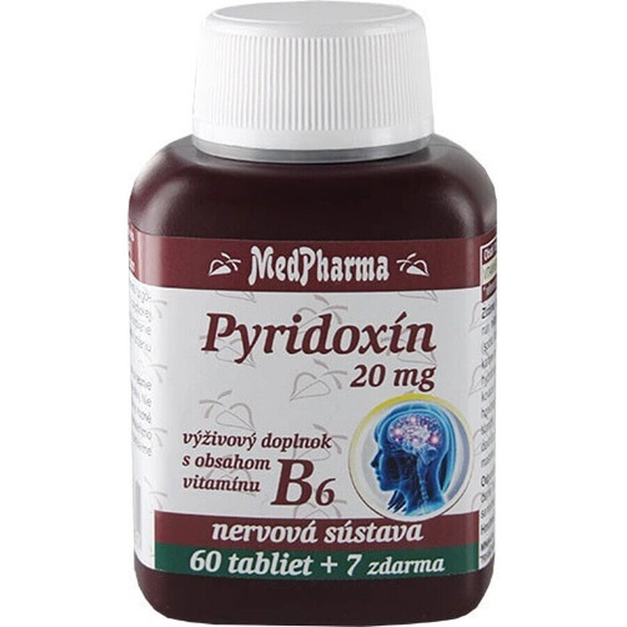 MedPharma PYRIDOXIN 20 mg (vitamine B6) 1×67 tbl, 60+7 gratis