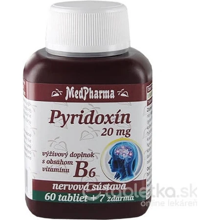 MedPharma PYRIDOXIN 20 mg (vitamine B6) 1×67 tbl, 60+7 gratuit