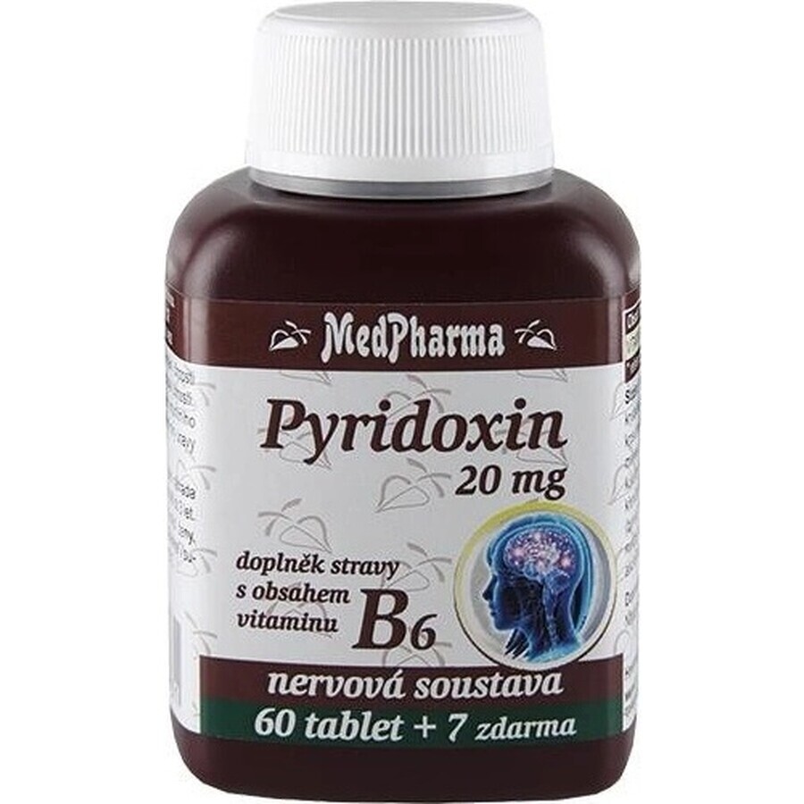 MedPharma PYRIDOXIN 20 mg (vitamine B6) 1×67 tbl, 60+7 gratis