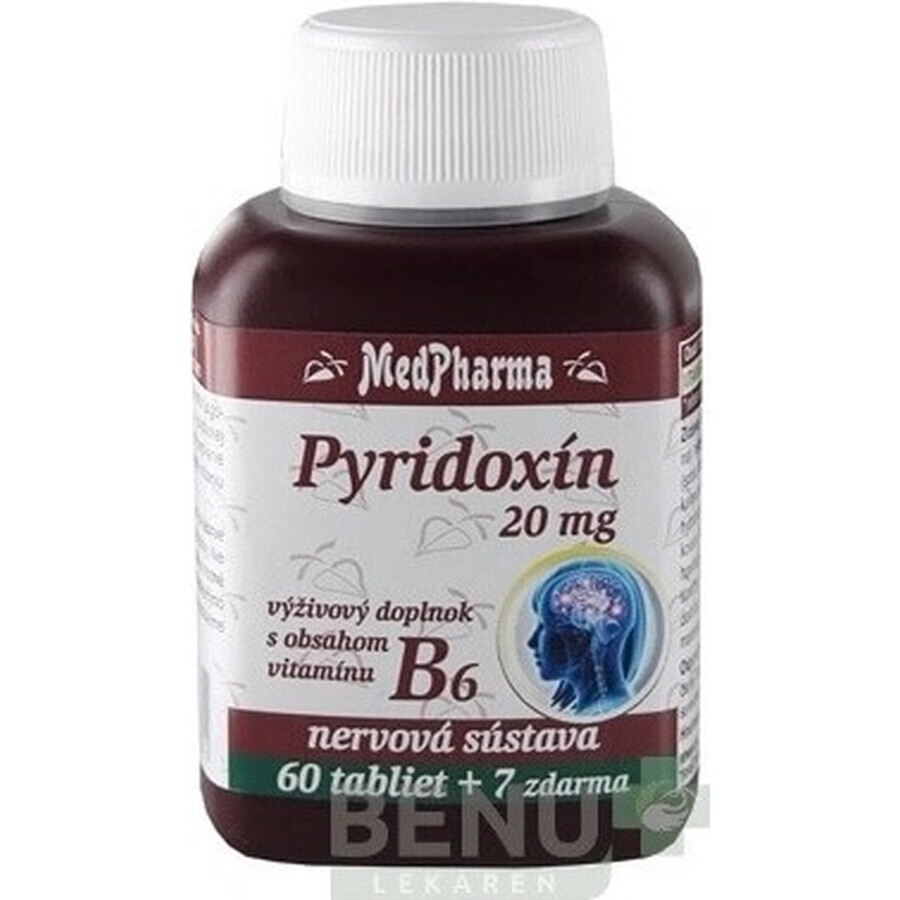 MedPharma PYRIDOXIN 20 mg (vitamine B6) 1×67 tbl, 60+7 gratis