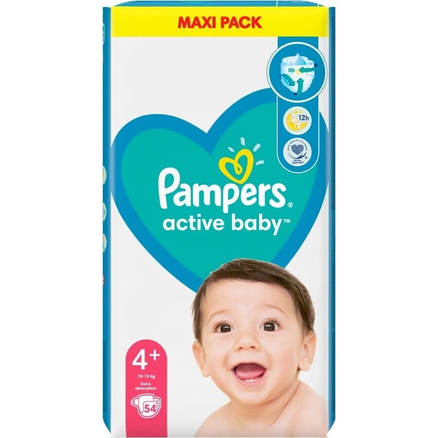 Pampers Active Baby MP S4+ 1×54 stuks, maat S4+, babyluiers