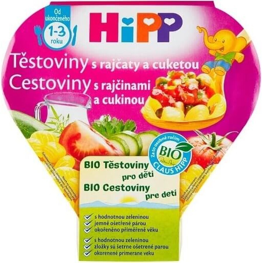 HIPP BIO Pâtes aux tomates et aux courgettes 1×250 g, aliments pour bébés