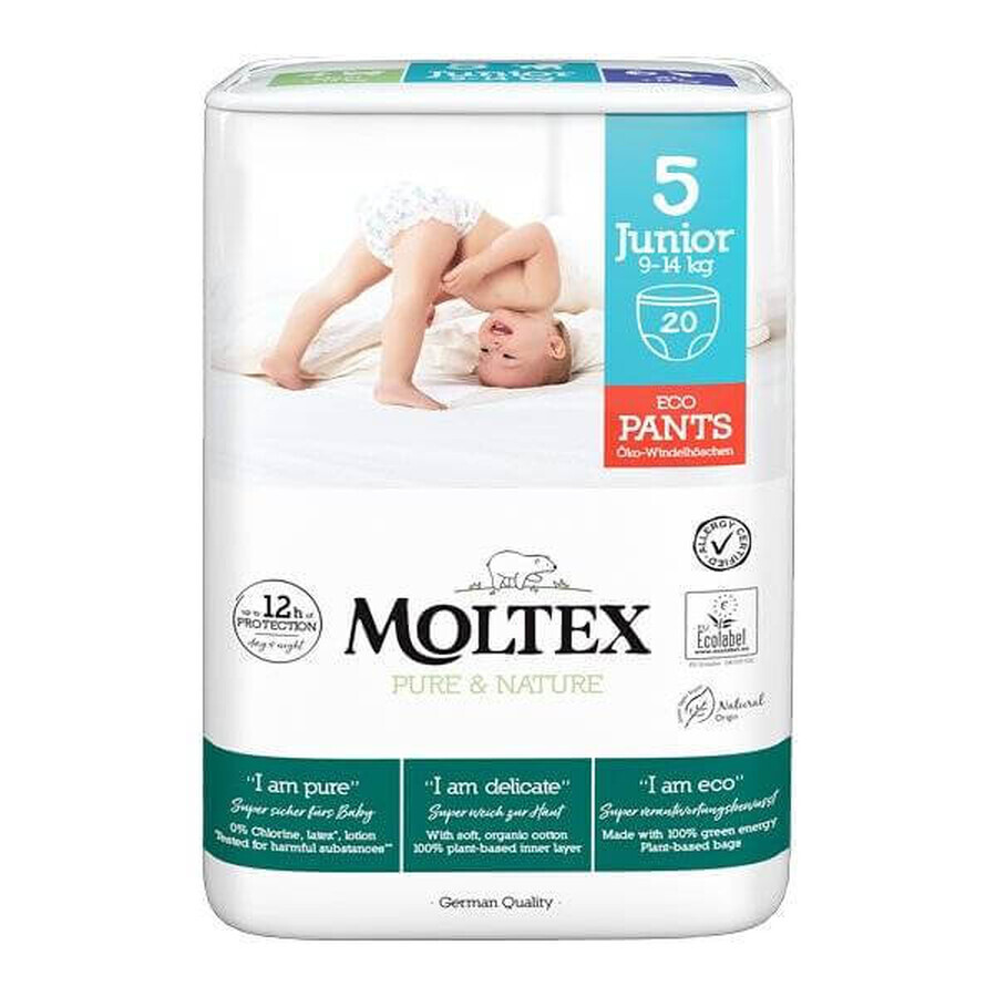 Moltex Pure & Nature Chiloți de scutec stretch Junior 9 -14 kg 1×20 buc, chiloți de scutec