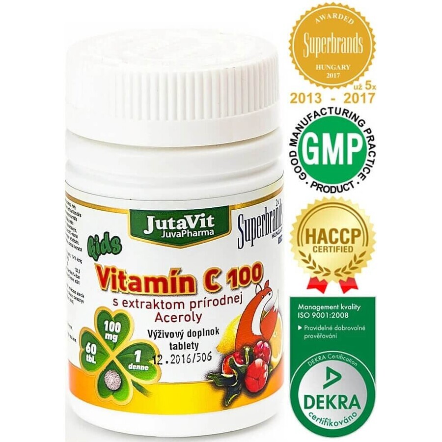 JutaVit Vitamine C 100 enfants 1×60 pcs, complément alimentaire