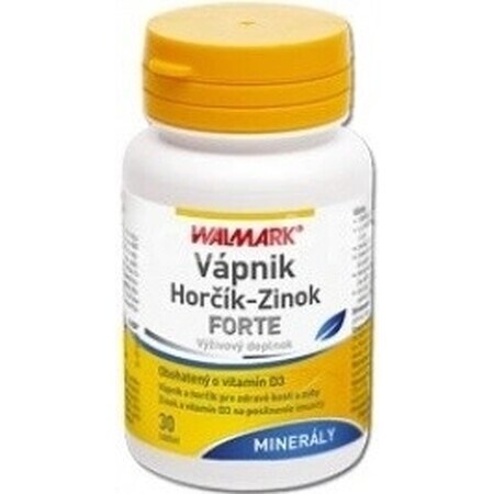 WALMARK Calcium Magnesium Zink Calcium Magnesium FORTE 1x30 Stück, Nahrungsergänzungsmittel mit Mineralien