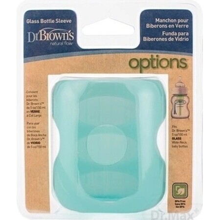 Dr.BROWN'S SILICONE WRAPING FOR GLASS FLAG 150ml 1×1 pc, turquoise, with wide neck