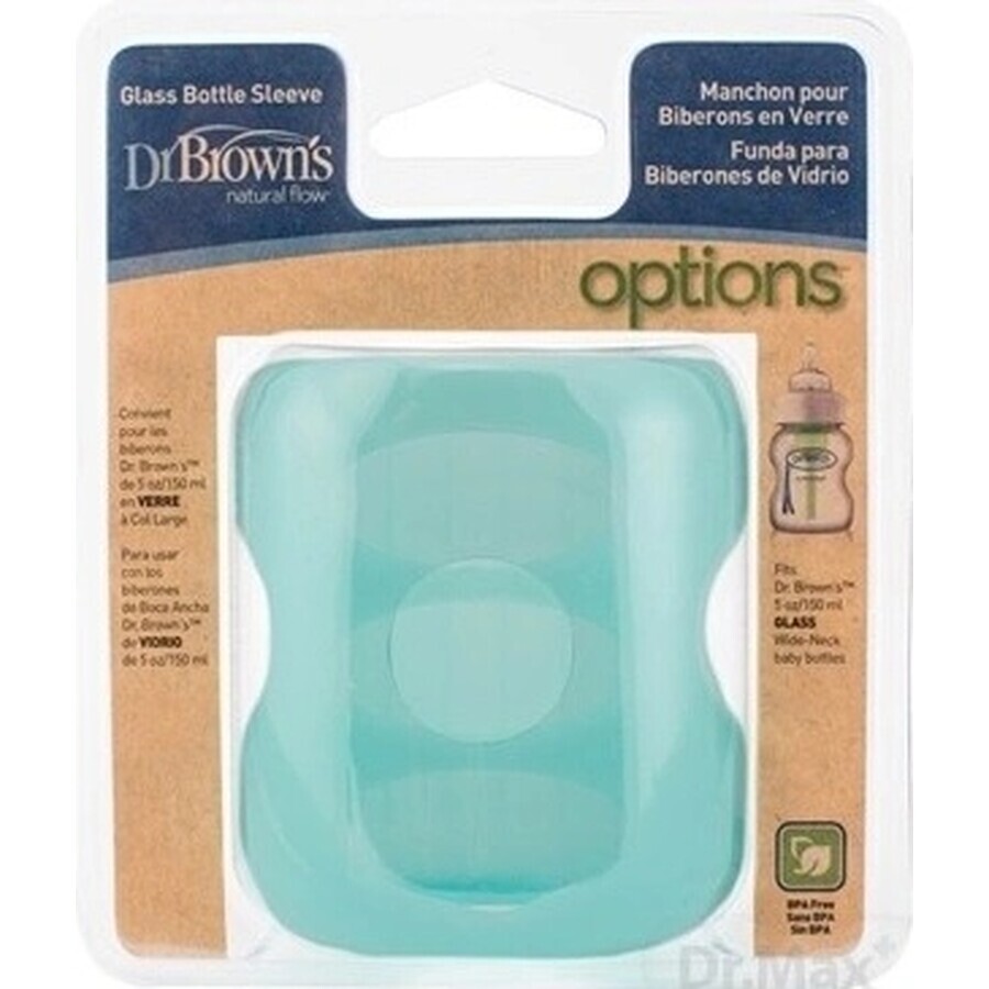 Dr.BROWN'S SILICONE WRAPING FOR GLASS FLAG 150ml 1×1 pc, turquoise, with wide neck