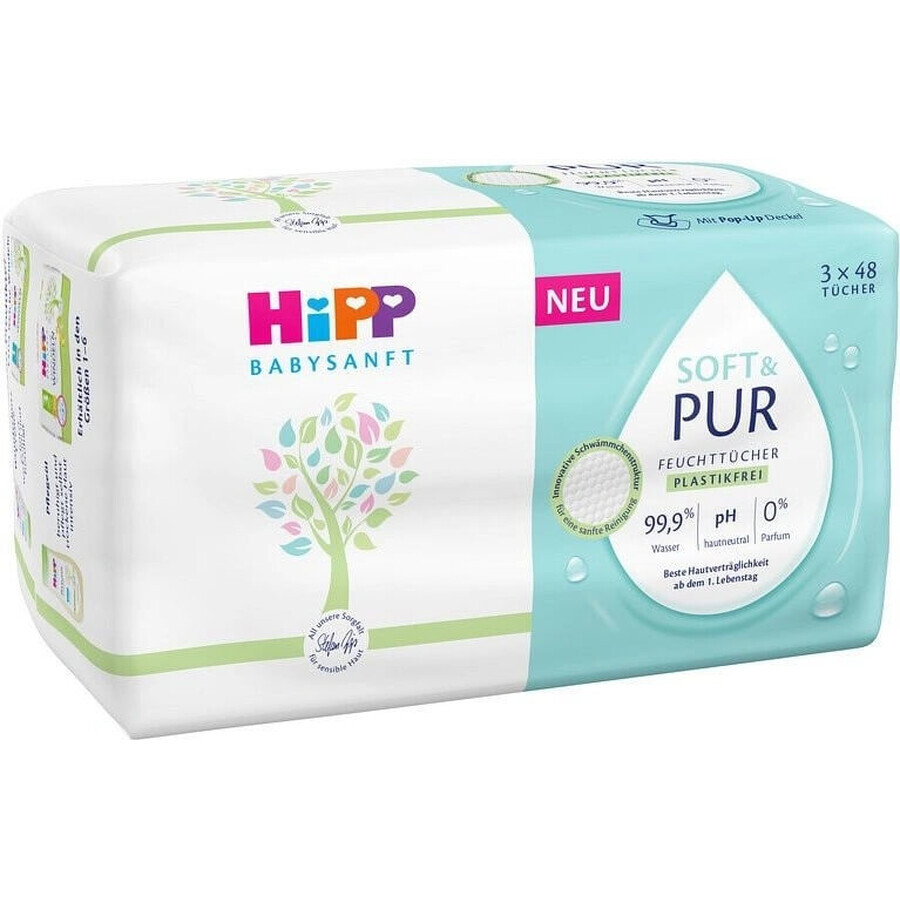 HiPP Babysanft Șervețele umede de curățare Soft & Pur 3 x 48 buc 3×48 buc, șervețele umede