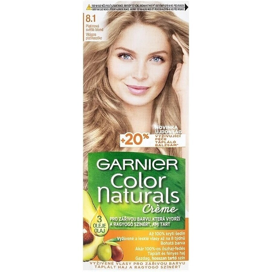 Garnier Color Naturals Colore permanente per capelli 8.1 Biondo chiaro platino 1×1 pezzo, colore per capelli