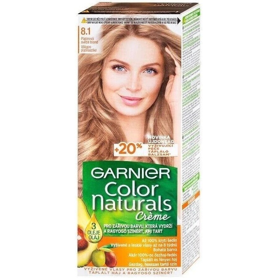 Garnier Color Naturals Colore permanente per capelli 8.1 Biondo chiaro platino 1×1 pezzo, colore per capelli