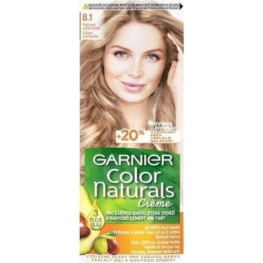 Garnier Color Naturals Colore permanente per capelli 8.1 Biondo chiaro platino 1×1 pezzo, colore per capelli