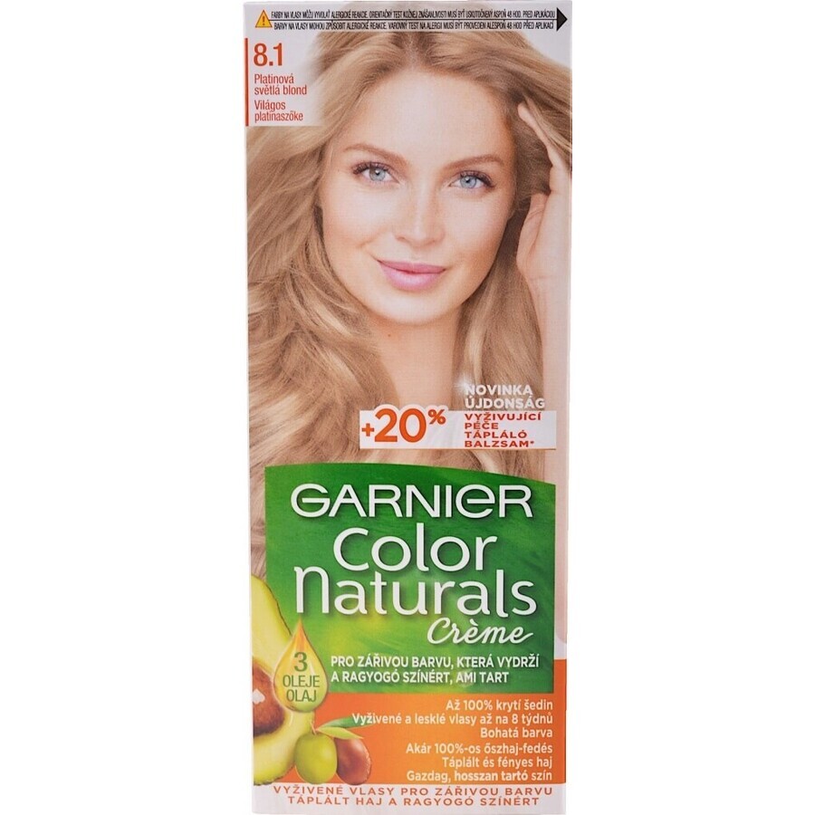 Garnier Color Naturals Colore permanente per capelli 8.1 Biondo chiaro platino 1×1 pezzo, colore per capelli