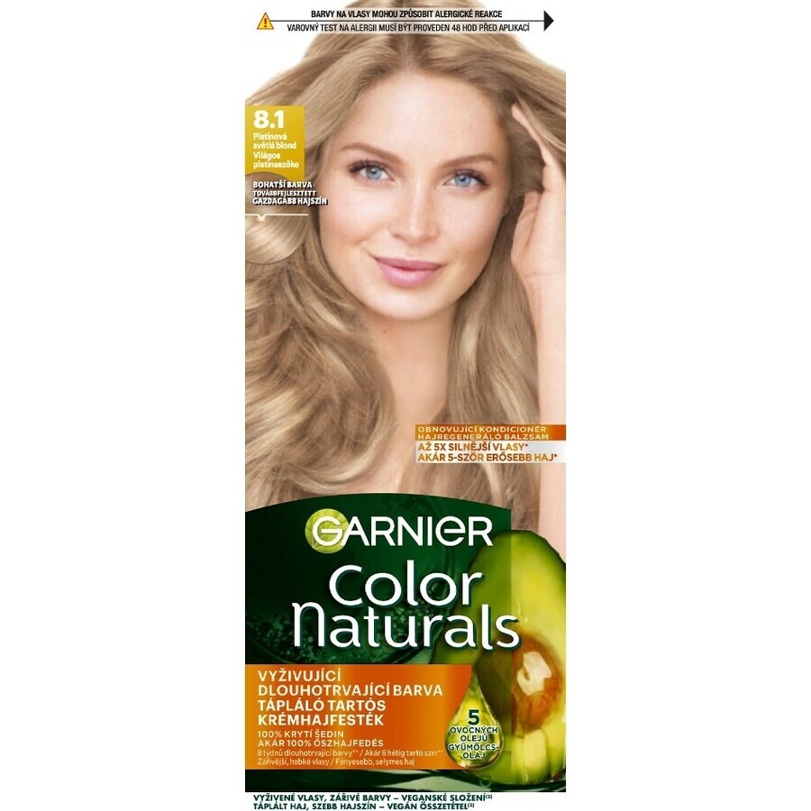 Garnier Color Naturals Colore permanente per capelli 8.1 Biondo chiaro platino 1×1 pezzo, colore per capelli