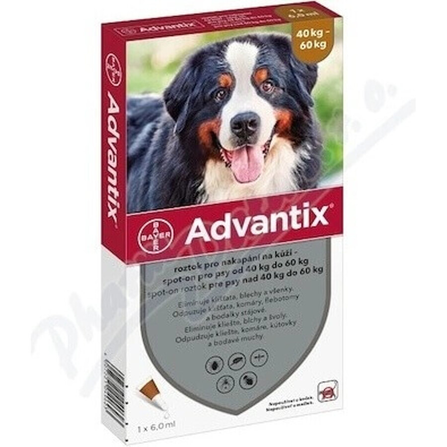 Advantix Spot-on voor honden van 40 tot 60 kg (1 pipet) 1x6 ml