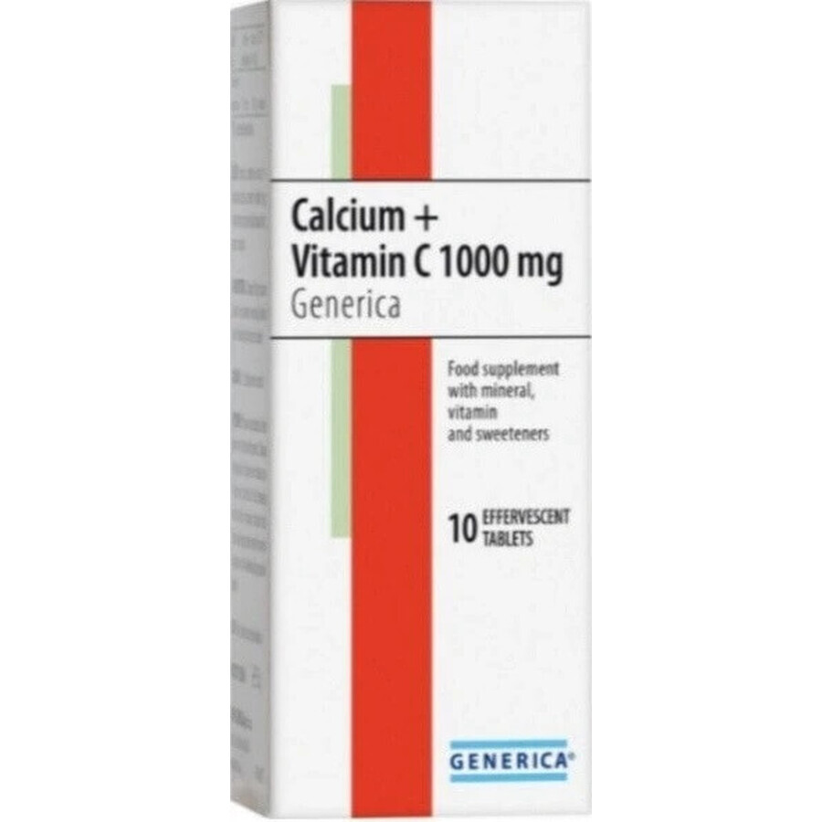 GENERICA Calcio + Vitamina C 1000 mg 1×10 tbl, complemento alimenticio