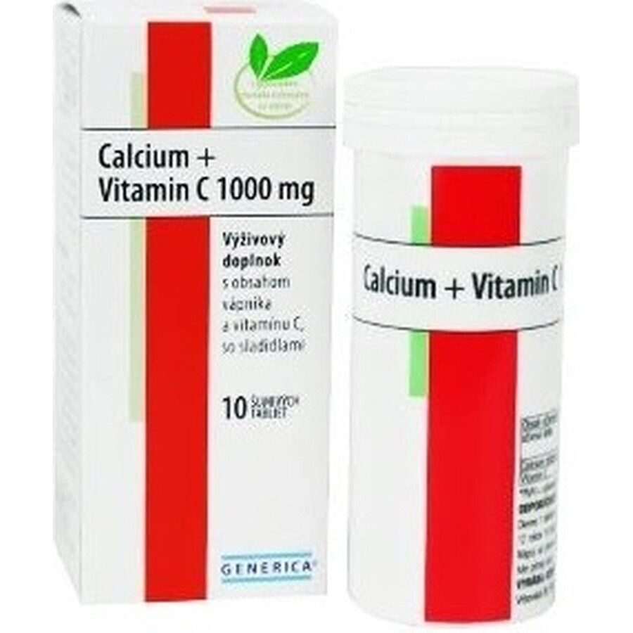 GENERICA Calcio + Vitamina C 1000 mg 1×10 tbl, complemento alimenticio