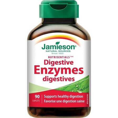 JAMIESON ENZIME DIGESTIVE NUTRISENTIALS 1×90 tbl, spijsverteringsenzymen