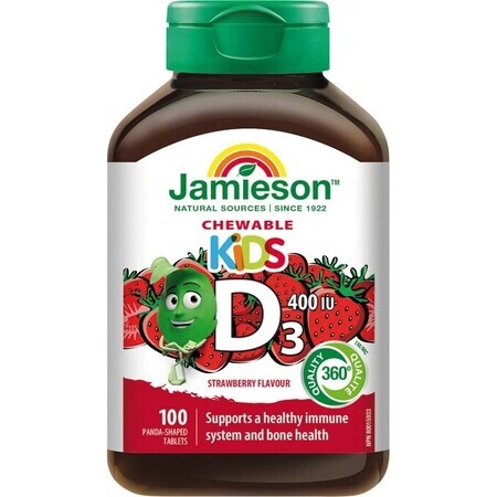 JAMIESON VITAMINA D3 KIDS 400 UI Fragola 1×100 tbl, VITAMINA D3 per bambini