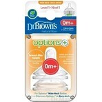 Dr.BROWN'S OPTIONS+ NIVEAU 1 1×2 st, wijde hals, silicone, 0M+