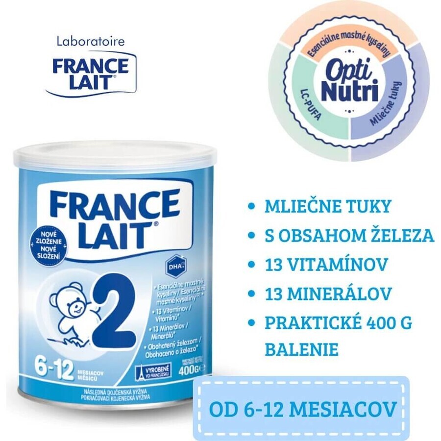 France Lait 2 follow-on formula from 6-12 months 1×400 g, milk formula from 6 months