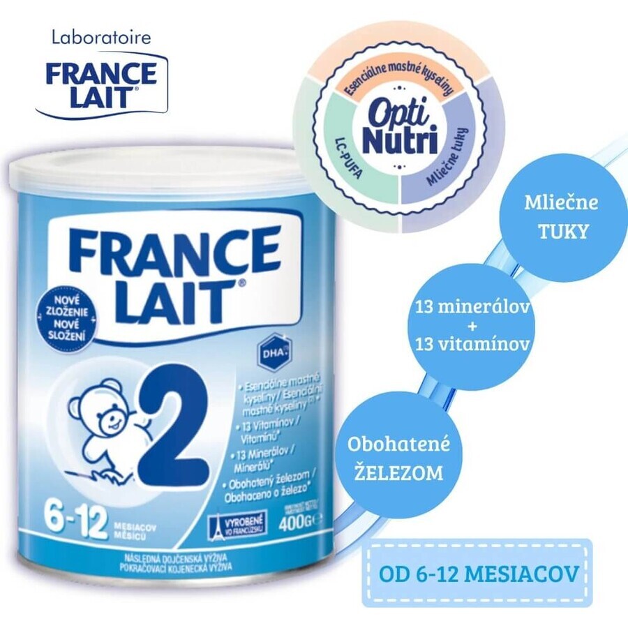 France Lait 2 follow-on formula from 6-12 months 1×400 g, milk formula from 6 months