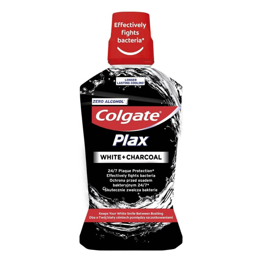 Apa de gura Plax White Charcoal zero alcool, 500ml, Colgate