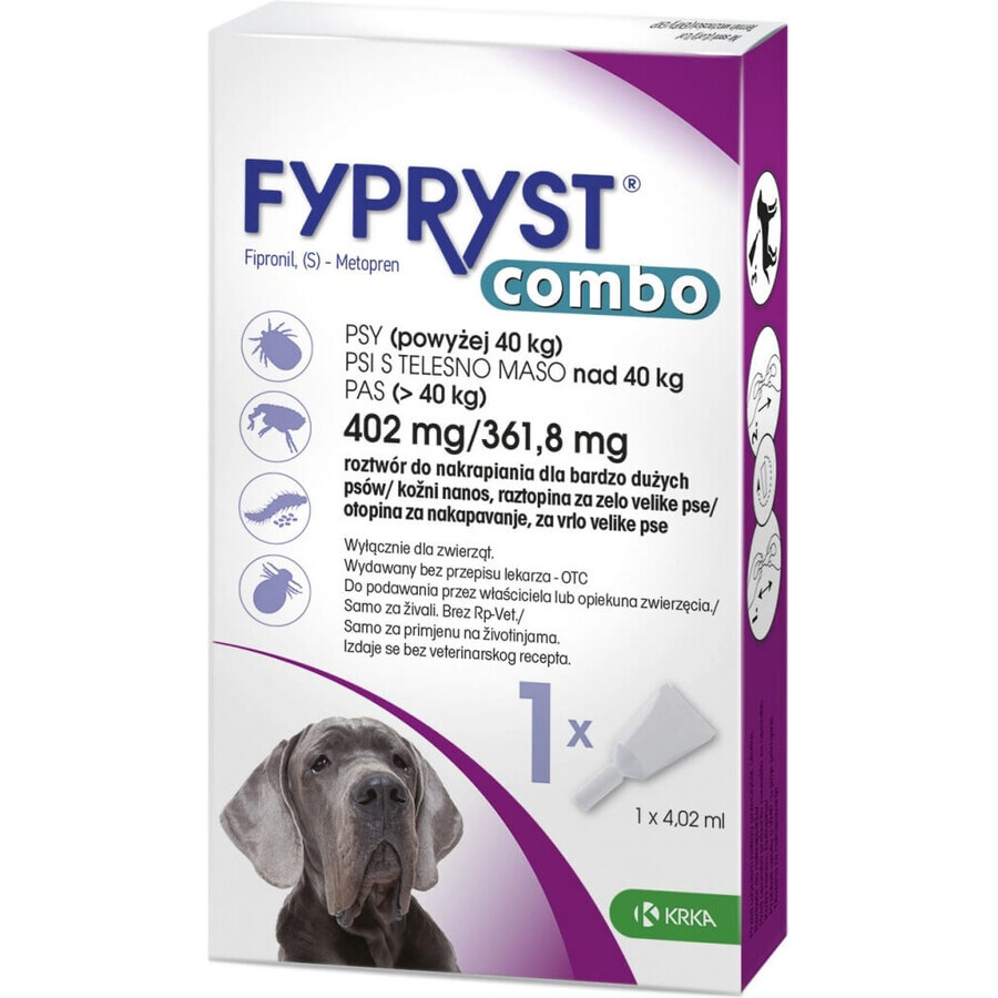 FYPRYST combo 402 mg/361,8 mg PSY OVER 40 KG 1×4,02 ml, preparado antipulgas