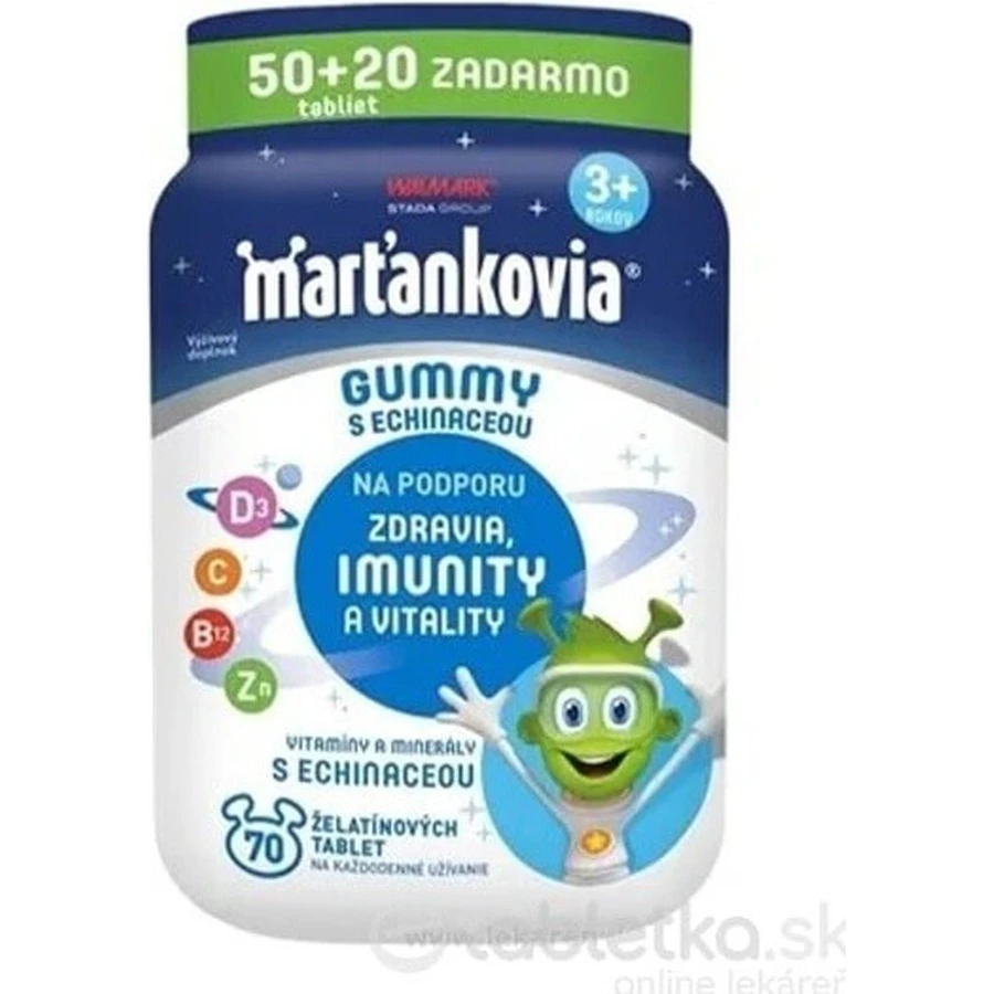Martiankovia Gummy con Echinacea 50+20tbl. 1×50 tbl + 20 tbl, integratore alimentare