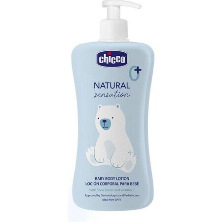 CHICCO Natural Sensation latte corpo con burro di karitè e vitamina E 500ml, 0m+ 1×500ml, latte corpo per bambini