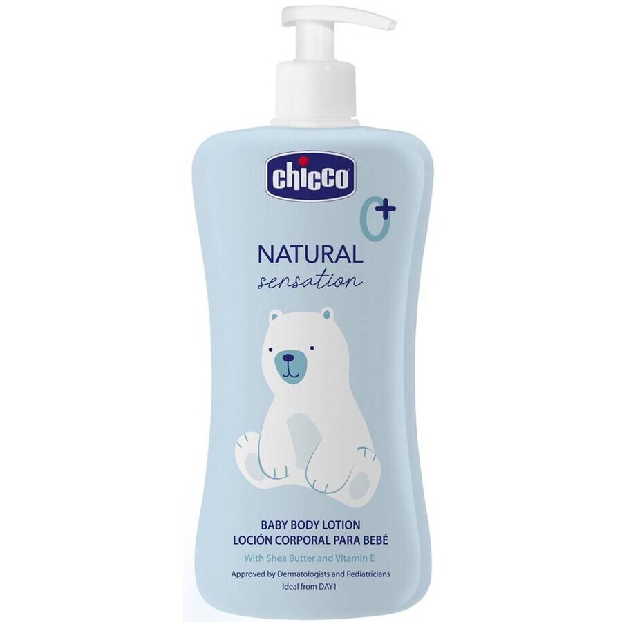 CHICCO Natural Sensation latte corpo con burro di karitè e vitamina E 500ml, 0m+ 1×500ml, latte corpo per bambini