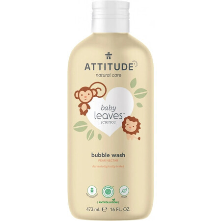 ATTITUDE Baby leaves foaming bath foam with pear juice flavor 1×473 ml, foaming hand soap for babies