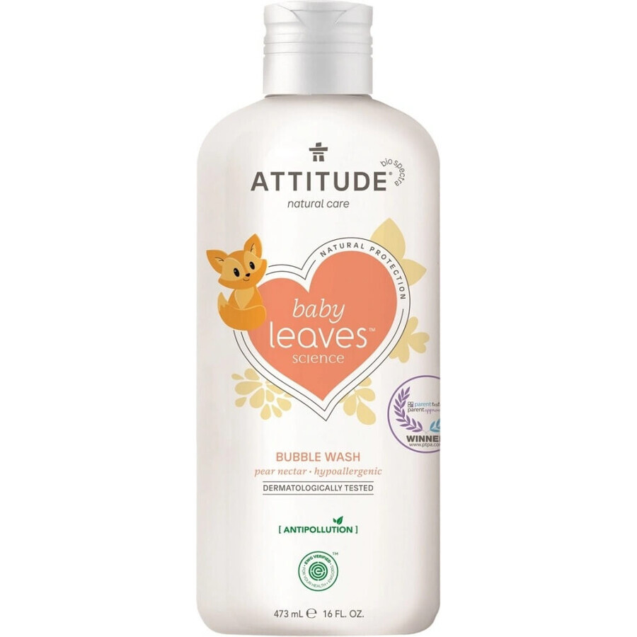 ATTITUDE Baby leaves foaming bath foam with pear juice flavor 1×473 ml, foaming hand soap for babies