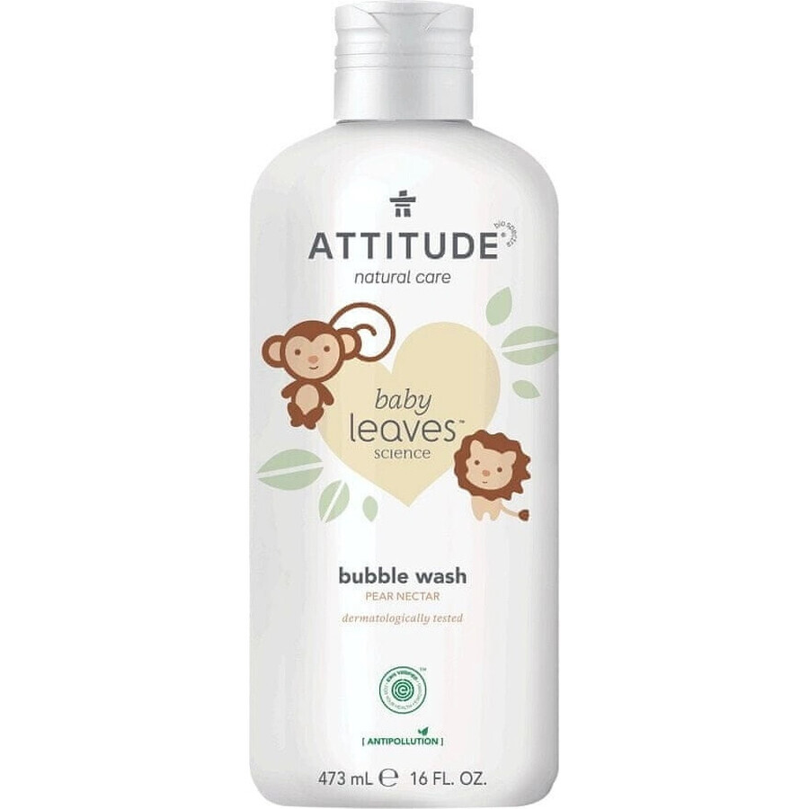 ATTITUDE Baby leaves foaming bath foam with pear juice flavor 1×473 ml, foaming hand soap for babies