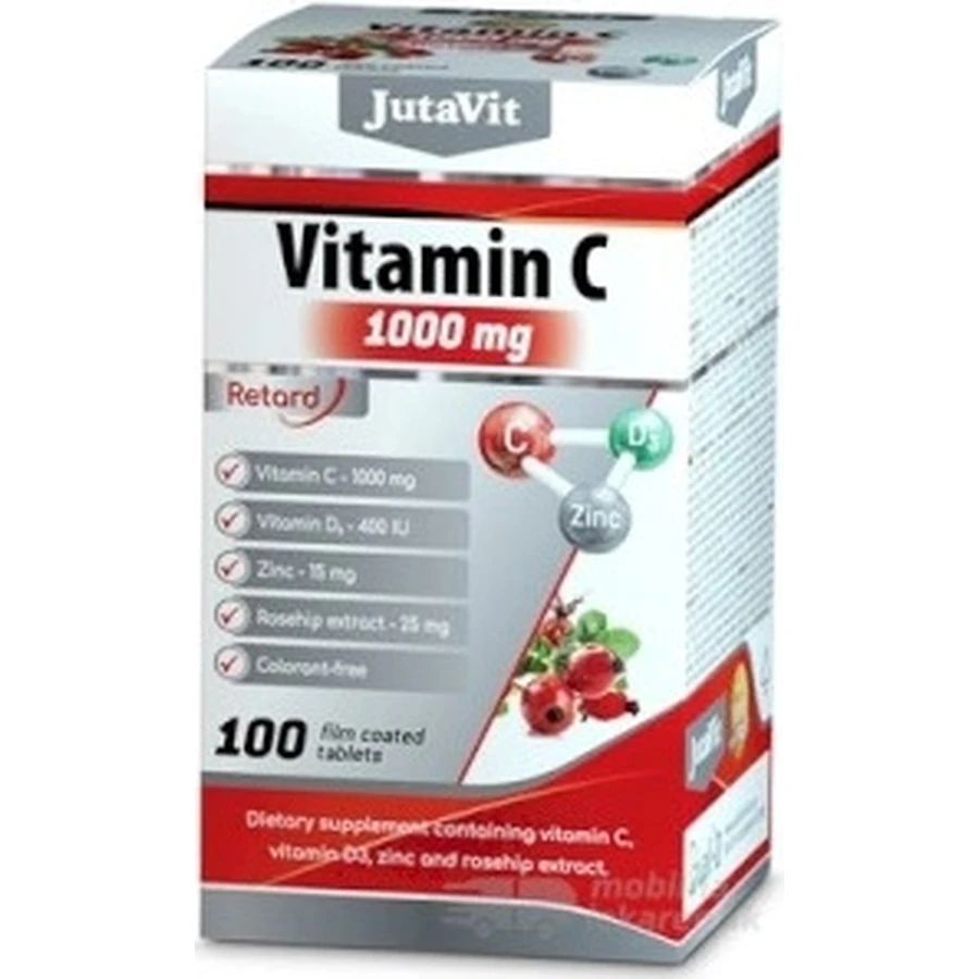 JutaVit Witamina C 1000 mg z owocem dzikiej róży + witamina D3 1×100 tbl, Witamina C 1000 mg z owocem dzikiej róży + witamina D3: ceny i cechy