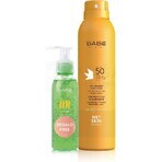 BABÉ SUN Spray de protecție solară SPF 50 + gel Aloe vera, 1x1 set 1x200 + 90 ml, spray de protecție solară + cadou: gel răcoritor