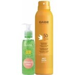 BABÉ SUN Spray de protecție solară SPF 50 + gel Aloe vera, 1x1 set 1x200 + 90 ml, spray de protecție solară + cadou: gel răcoritor